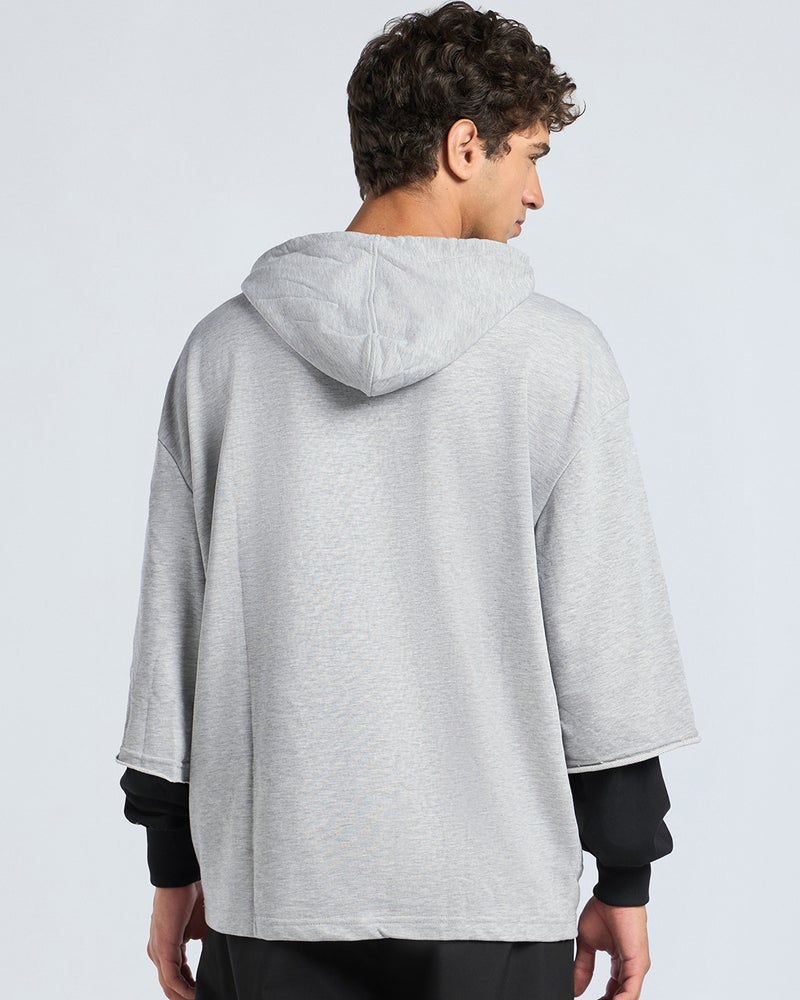 bewakoof Men's Grey No Mad Typography Super Loose Fit Hoodies - Image 4